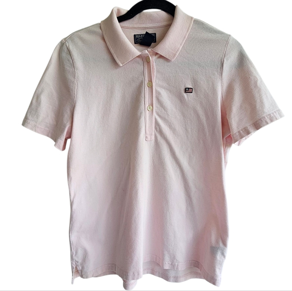 Polo Jeans Ralph Lauren Polo Top Women's Plus Size 1X Soft Pink Cotton Preppy